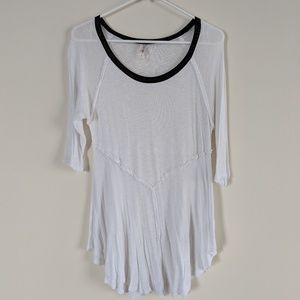 4/$20 FREE PEOPLE white baseball tee shirt sz M NWOT